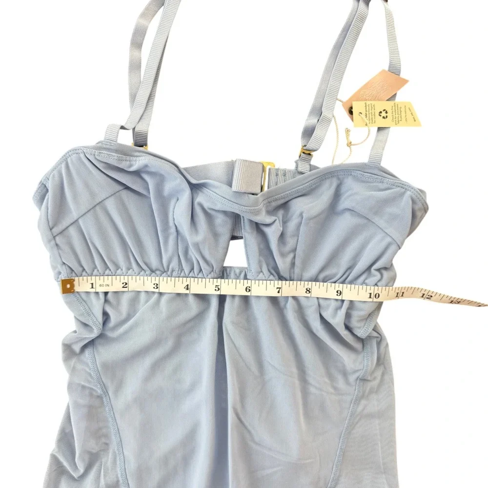 We Are HAH Under The Wire Bodysuit Periwinkle Blue Mesh Size S NEW - Picture 3 of 6